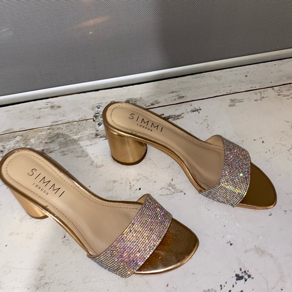 Rose Gold Simmi Low Platform Heels - Picture 2 of 3